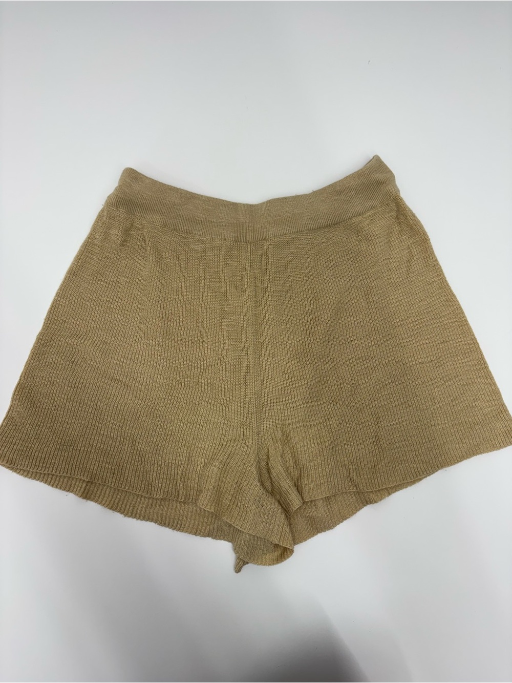 FP Beach Knit High-Waist Shorts in Light Camel